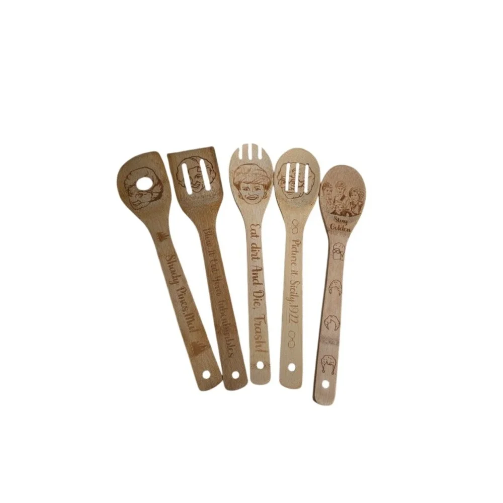 Golden Girls‎ Bamboo Kitchen Cooking Spoon Set 6 Utensils